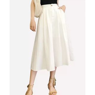 Mika Studio Maxi Skirt Highwaist a line flared ivory white