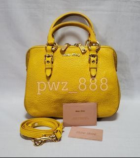 MIU MIU Yellow Leather 2 way Boston Bag
