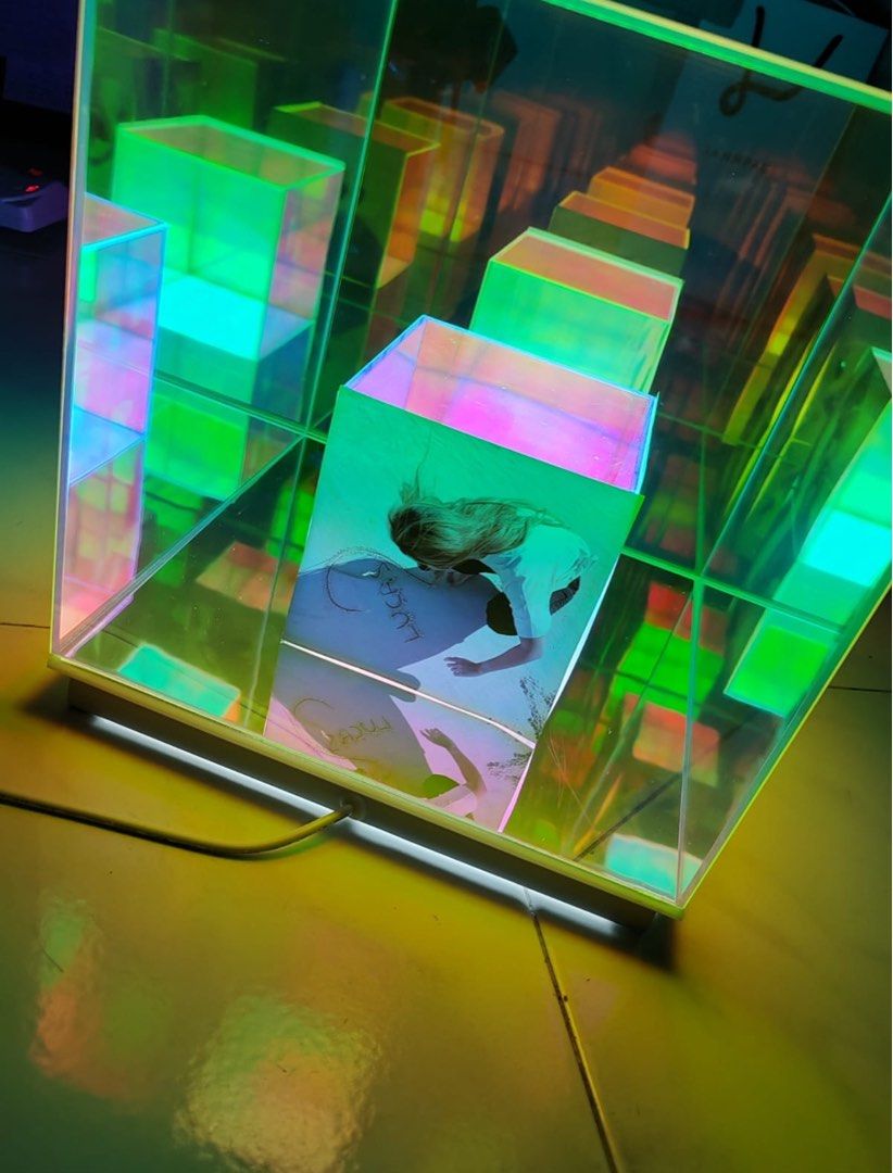 Multi dimensional LED Cube (Category: Occasions & Party Supplies) located in Singapore. Submitted by alwaysreadyevent (Listing ID 1300296689, Image 2). Description: Customisable multi colours LED Cube Send desirable pictures to us to be pasted in the cube inside and seal it. 20cmx20cm Items to add -rose petals - Luminous wordings on the cube.