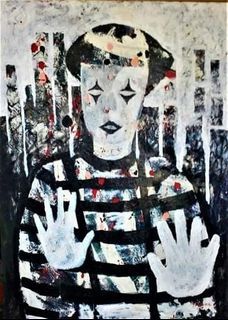 New York Mime Oil and Acrylic Painting