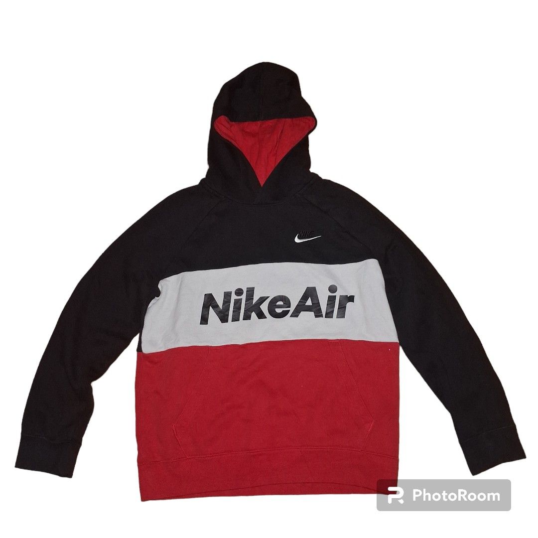 Nike Air Hoodie Crew Sportswear Fleece Fullover Black Red, Fesyen