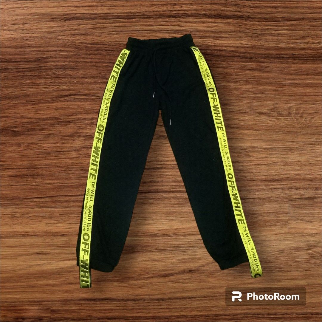 Off White Side Tape Jogger Pants Women s Fashion Bottoms Other Bottoms on Carousell
