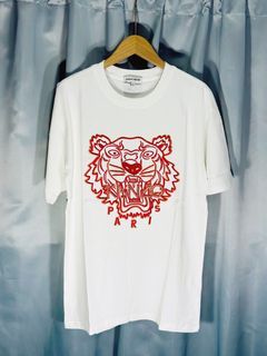 Pre-loved Luxury • selection • Unisex KENZO Tiger Embroidered Crewneck White T-shirt 🤍