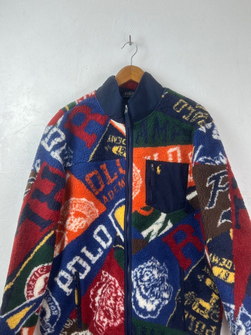 Rare Ralph Lauren Pennant Pile Fleece Jacket, Men's Fashion, Coats 