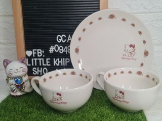 Sanrio kitty charmy coffee mugs and plate for biscuit
