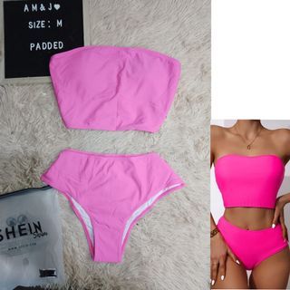 SHEIN HOT PINK TUBE SWIMSUIT