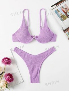 SHEIN Purple Lilac Pastel High Cut Underwire Bikini Swimsuit
