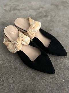 THE ROW -  “COCO” BOW SUEDE GROSSGRAIN MULES