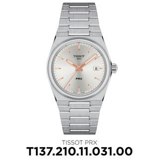 Tissot PRX Quartz Silver Rose Gold Accent Stainless Steel Women's Ladies Watch 35mm T137.210.11.031.00