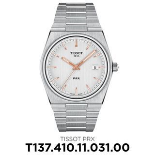 Tissot PRX Silver Stainless Steel Rose Gold Accent Swiss Quartz Watch for Men T137.410.11.031.00