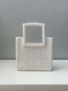 Two-Tone Pearl and White Beaded Purse