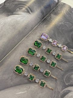 Vintage Emerald hair clips