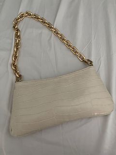 Zara Off-white Chained Baguette Bag