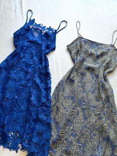 zara royal blue lace midi dress