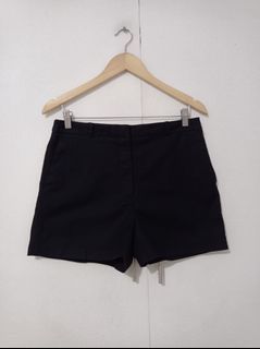 Zara women black cotton stretch highwaist shorts