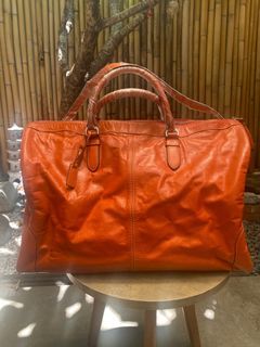[18]	Authentic FINO Leatherware orange / rust leather travel bag