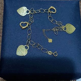 18K Gold Bracelet Tiffany Inspired with heart charms