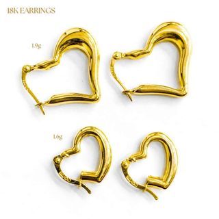 18K Saudi Gold Heart Loop Earrings
