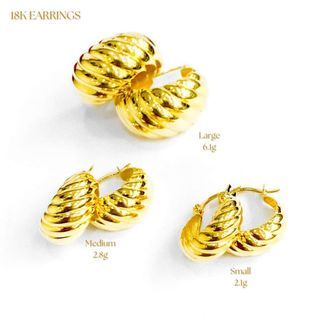 18K Saudi Gold Loop Earrings Assorted