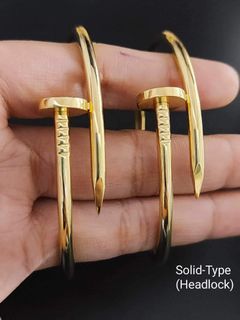 18K Saudi Gold solid headlock nail bangle