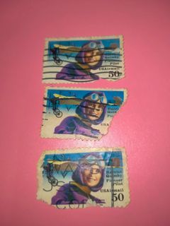 (1991) [TAKE ALL x4] USA Air Mail Series Aviation Harriet Quimby Pioneer Pilot 50 Cents Stamp Set Collectible Vintage Old Print Collector United States of America Philippine Collection