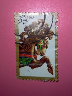 (1995) Carousel Horses Series 32 Cents Stamp Collectible Vintage Old Print United States of America Collector Stamps Prints Philippine USA Collection