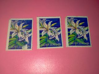 (1996) [TAKE ALL x3] Easter Seals '96 Stamp Series White and Blue Flowers Set Vintage Old Print Collectible Stamps Prints United States of America Collector USA Philippine Collection