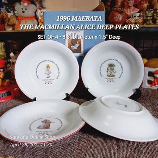 1996 VINTAGE MAEBATA THE MACMILLAN ALICE DEEP PLATES • SET OF 4