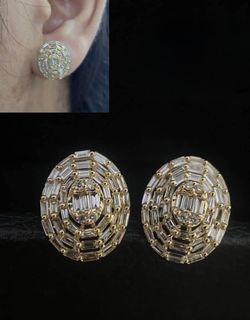 1ct diamond Baguettes illusion earrings