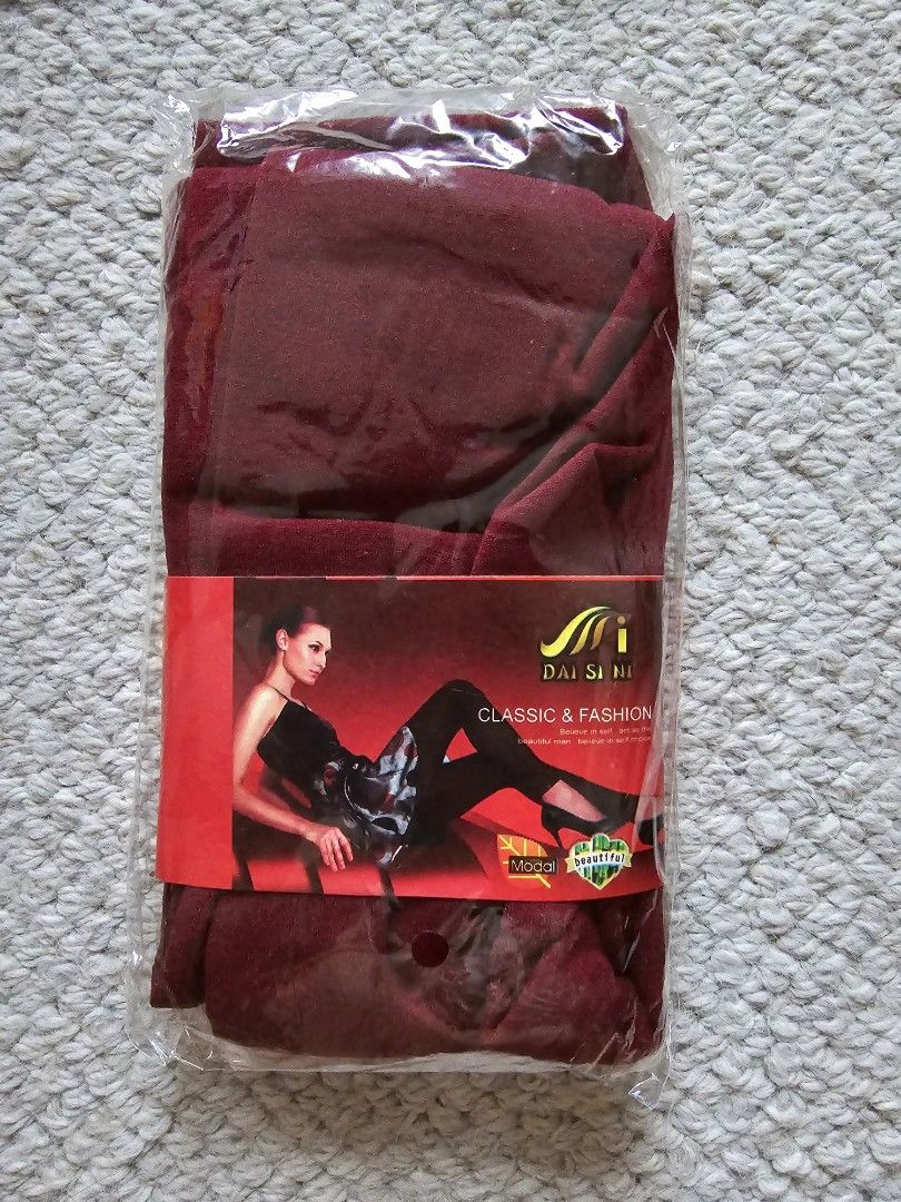 leggings. Burgundy red thick tights stockings