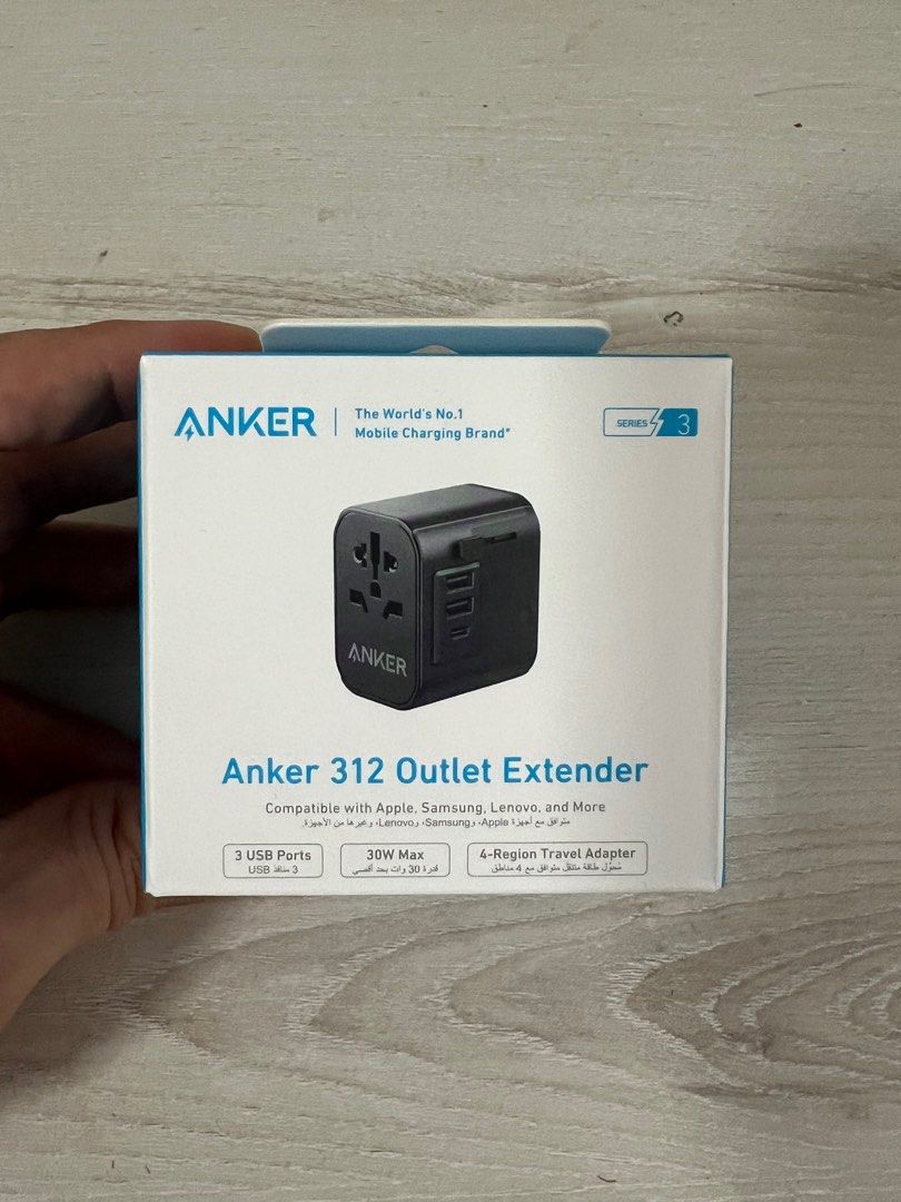 Anker 312 Outlet Extender Travel Adapter 30W, USB-C Multi Plug Adapter ...