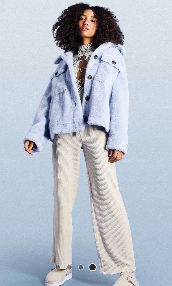 ASOS blue fur jacket Women s Fashion Coats Jackets and Outerwear on Carousell