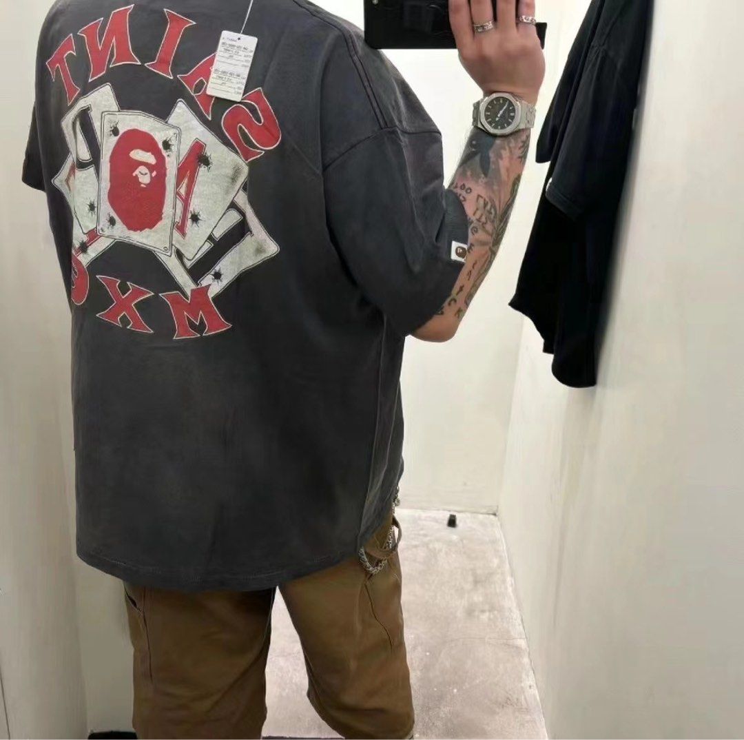 BAPE X SAINT MXXXXXX TEE, Men's Fashion, Tops & Sets, Tshirts