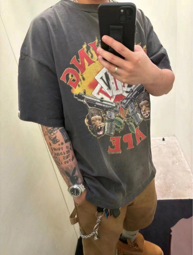 BAPE X SAINT MXXXXXX TEE, Men's Fashion, Tops & Sets, Tshirts