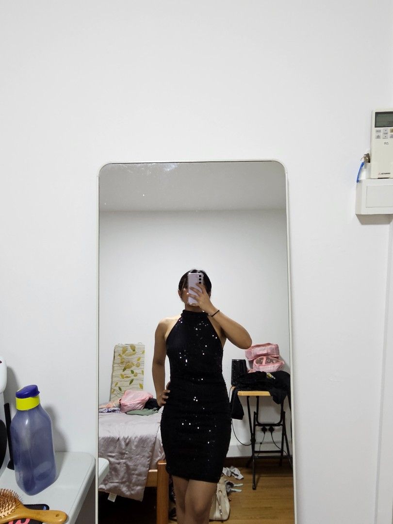 Black Glitter Dress Halter Neck Women s Fashion Dresses Sets Dresses on Carousell