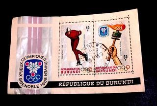 Burundi 1968 - Airmail - Winter Olympic Games - Grenoble, France 1968 (minisheet) (used)