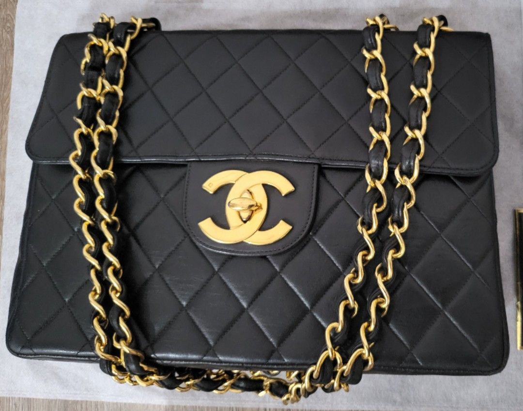 Chanel Jumbo Vintage XL Big CC logo, Luxury, Bags & Wallets on