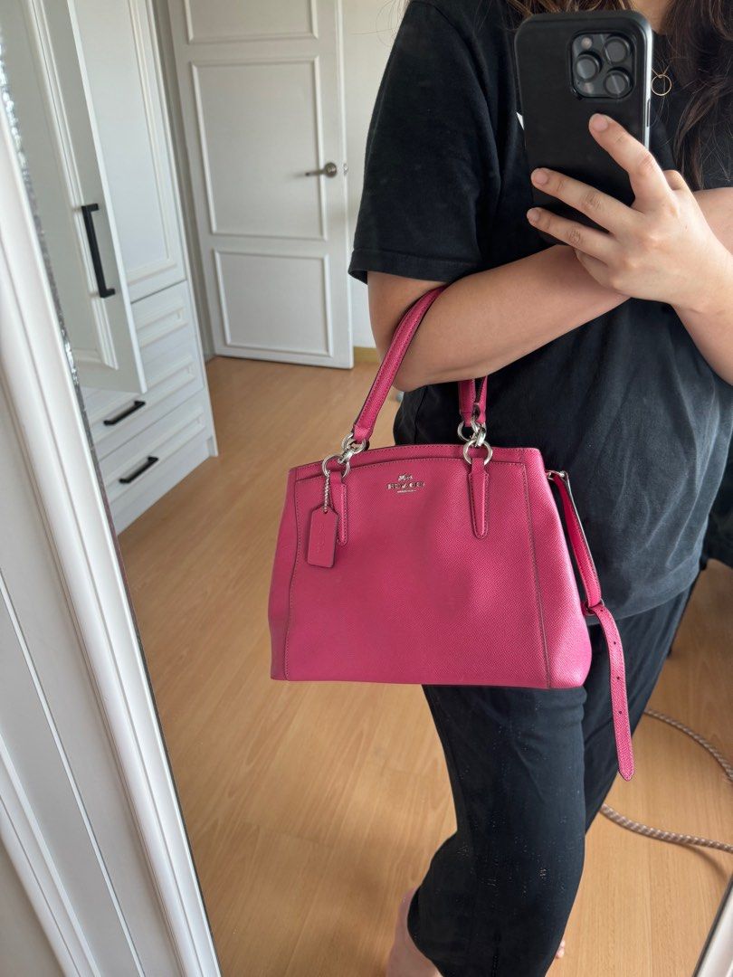Coach hot pink bag discount