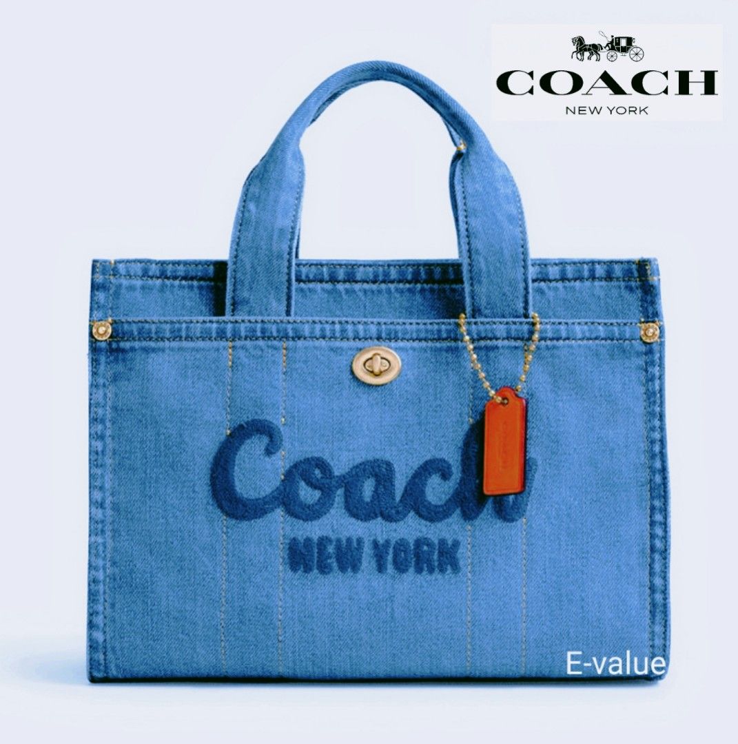 Coach Original Denim Blue Cargo Tote 26 34 Crossbody Top Handle Bag For Women Come