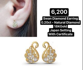 Swan Diamond Earrings - Natural Diamond  with Certificate