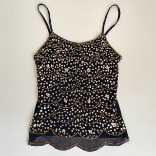 Flower gold sequined top