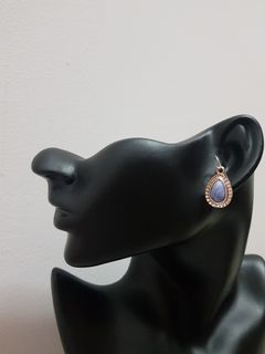 FROM ABROAD: Rose Gold with Lilac Amethyst -like inlay Dangling Drop Teardrop Earrings - A348