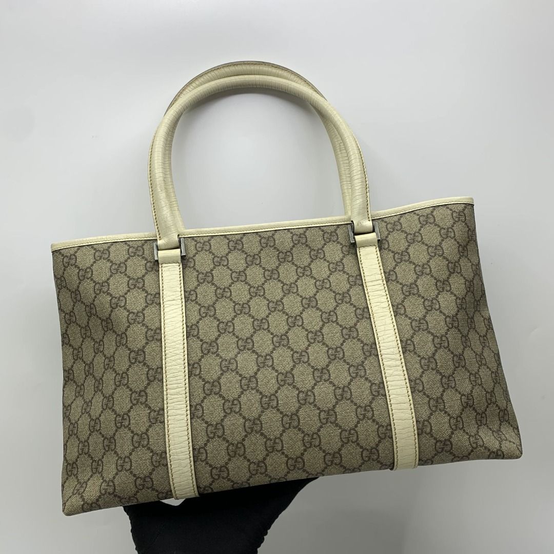 GUCCI 114595 GG BEIGE CANVAS TOTE BAG 247016499