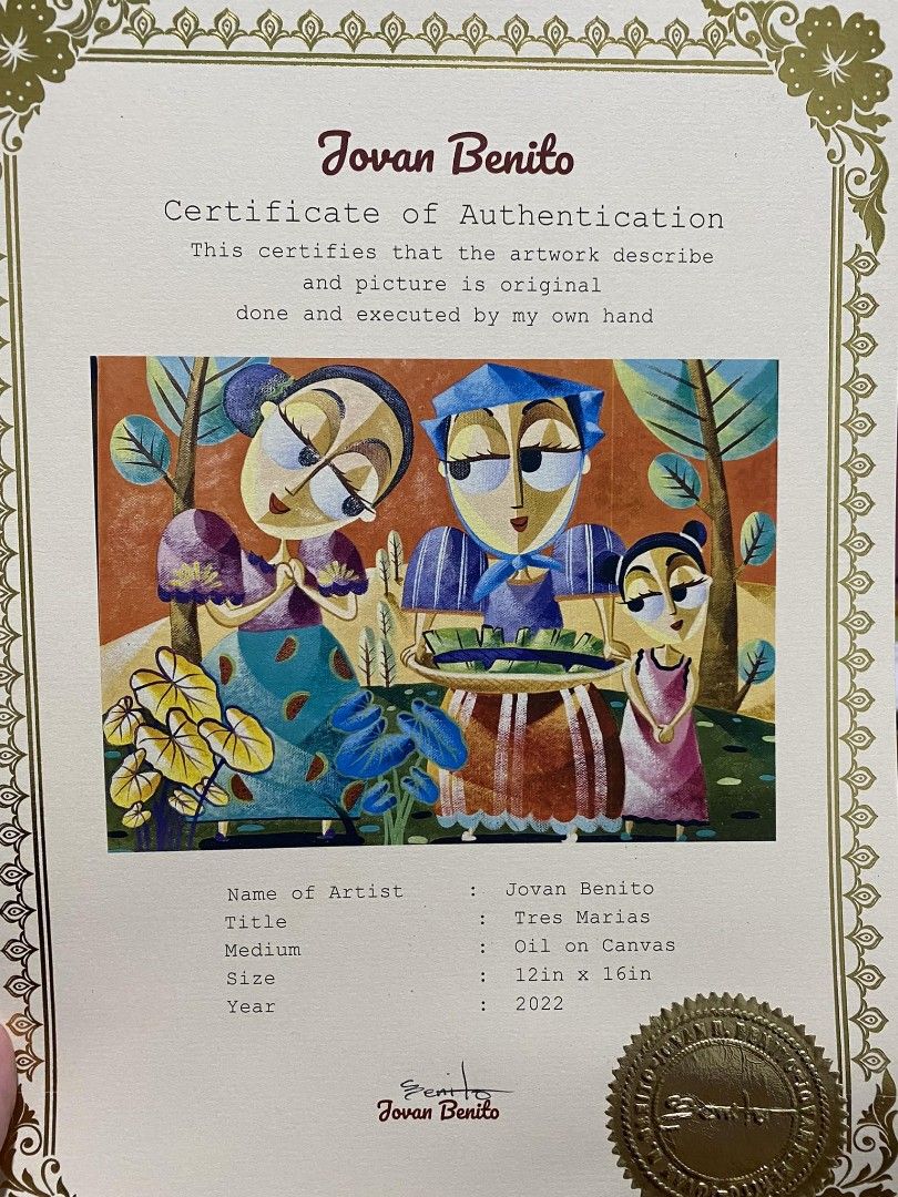 Jovan Benito (Category: Art & Prints) located in Pasig City. Submitted by gel0614 (Listing ID 1300569624, Image 2). Description: Jovan Benito artworks W/coa.