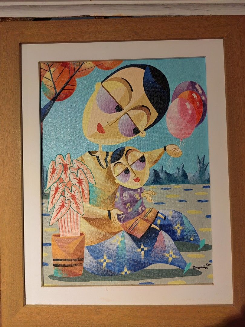 Jovan Benito artworks (Category: Art & Prints) located in Pasig City. Submitted by gel0614 (Listing ID 1300576182, Image 3). Description: 1. Hot Bowl 2. Red Plants 3. Father and Son 16 x 12 Oil on Canvas 2020 W/coa.