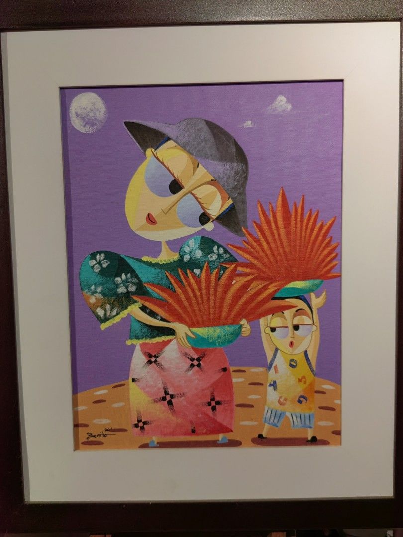 Jovan Benito artworks (Category: Art & Prints) located in Pasig City. Submitted by gel0614 (Listing ID 1300576182, Image 2). Description: 1. Hot Bowl 2. Red Plants 3. Father and Son 16 x 12 Oil on Canvas 2020 W/coa.