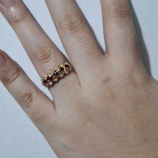 K18 Japan Gold Ring With Ruby And Diamond