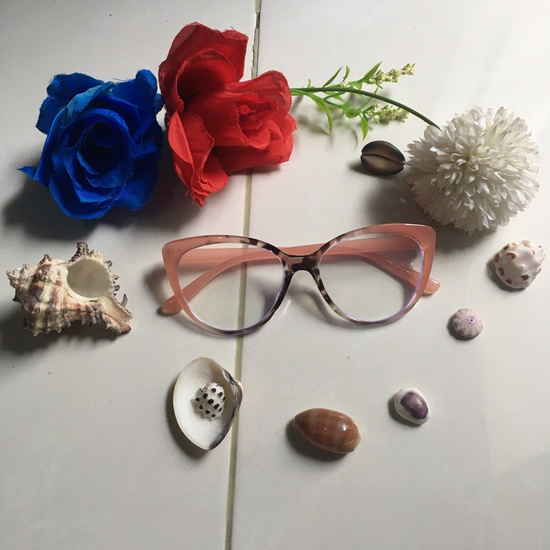 Kacamata pink leopard cat eye women glasses lensa bening baca normal frame  motif
