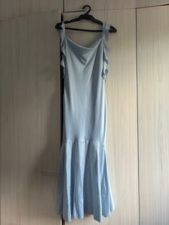 Light Blue Silk Satin Dress