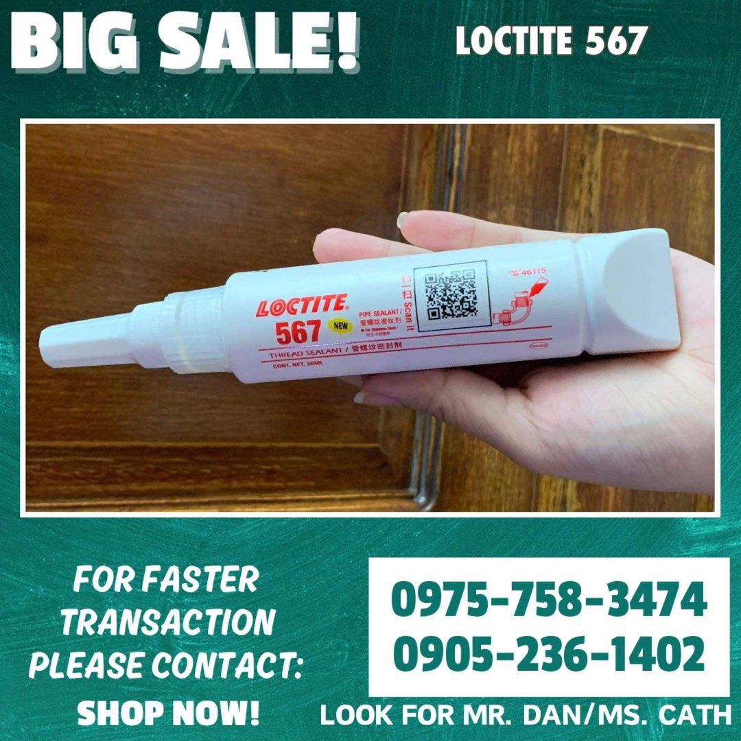 Loctite 567 (Category: Industrial Equipment) located in Manila. Submitted by cathvesta_sales (Listing ID 1300471089, Image 1). Description: .
